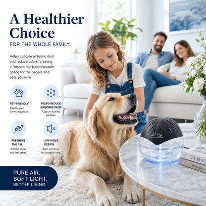 Water-Based Air Purifier with Essential Oil Diffuser, LED Night Light, Air Cleaner for Home, Smoke, Pets & Odor Control