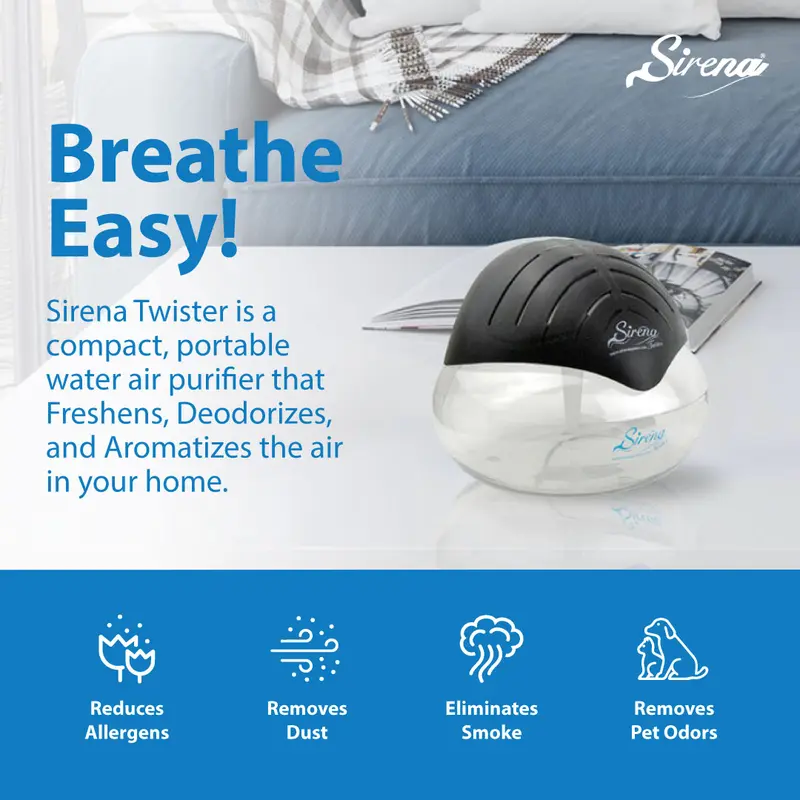 Water-Based Air Purifier with Essential Oil Diffuser, LED Night Light, Air Cleaner for Home, Smoke, Pets & Odor Control