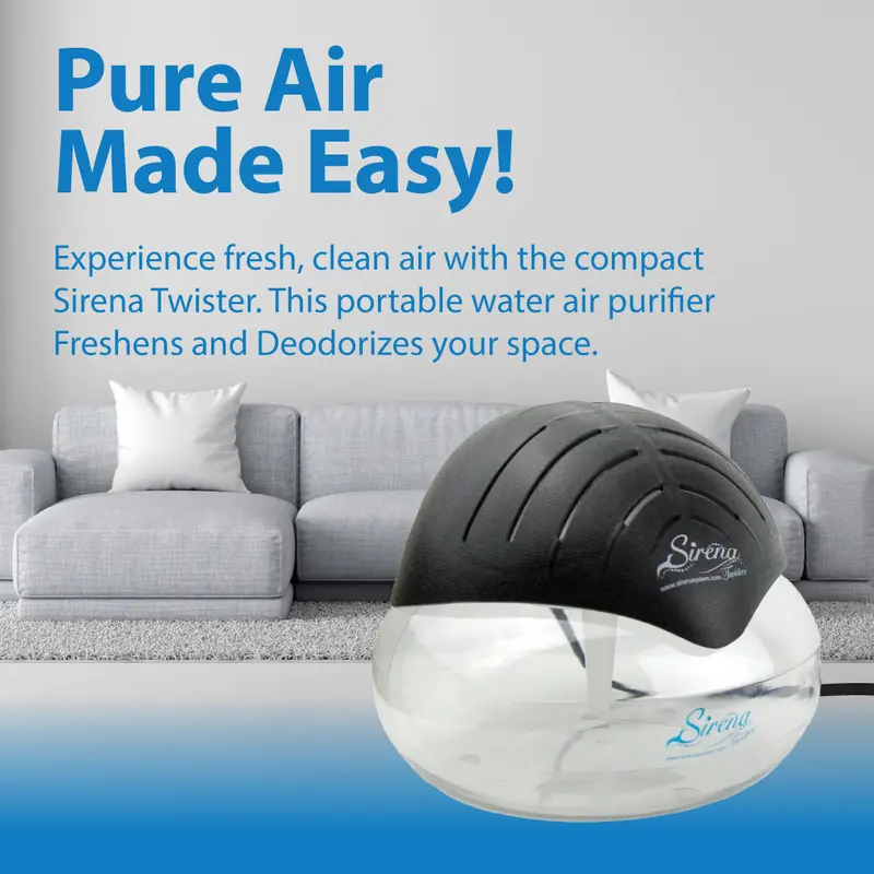 Water-Based Air Purifier with Essential Oil Diffuser, LED Night Light, Air Cleaner for Home, Smoke, Pets & Odor Control